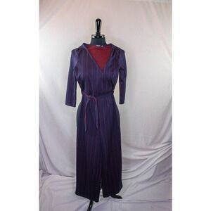 Berska Jumpsuit Blue Red Pin Stripe V Neck Size XS